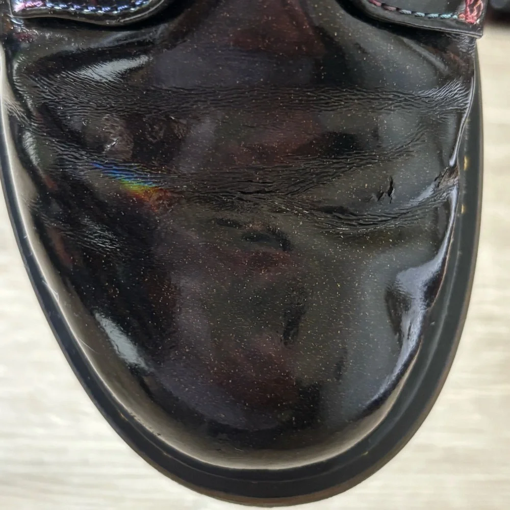 Dr. Martens Junior 1460 Sparkle Rays Lace Up Boots in Black Girls Size 5